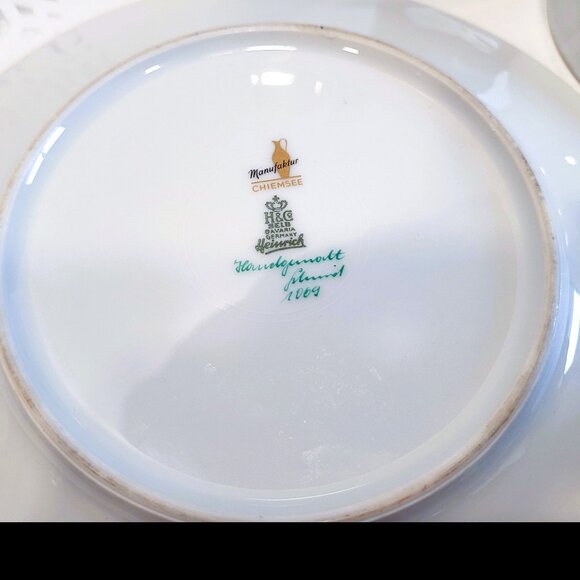 H&C SELB Bavaria Germany Hand-Painted Gold Bird in Flight Cup Saucer Plate - Picture 9 of 12